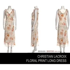 Christian Lacroix Luxury Maxi Dress Large Resort Floral Wedding Guest Dress